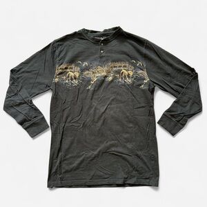 Morgan Creek Vintage Black Wildlife Graphic Men's Long Sleeve Shirt